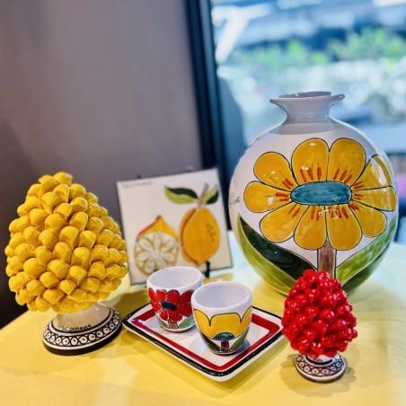 Set tazzine da caffè con vassoio Margherita & Tulipano Ceramiche De Simone Set tazzine da caffè con vassoio Margherita & Tulipano Ceramiche De Simone